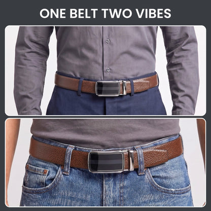 THE MEN THING Leather Belts Mens Genuine Leather Belt | 2 in 1 Reversible (Brown & Black) (1 Pc.) - LUXORIC - KLYNT
