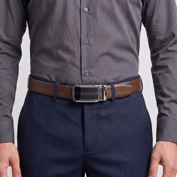 Mens Genuine Leather Belt | 2 in 1 Reversible (Brown & Black) (1 Pc.) - LUXORIC - KLYNT