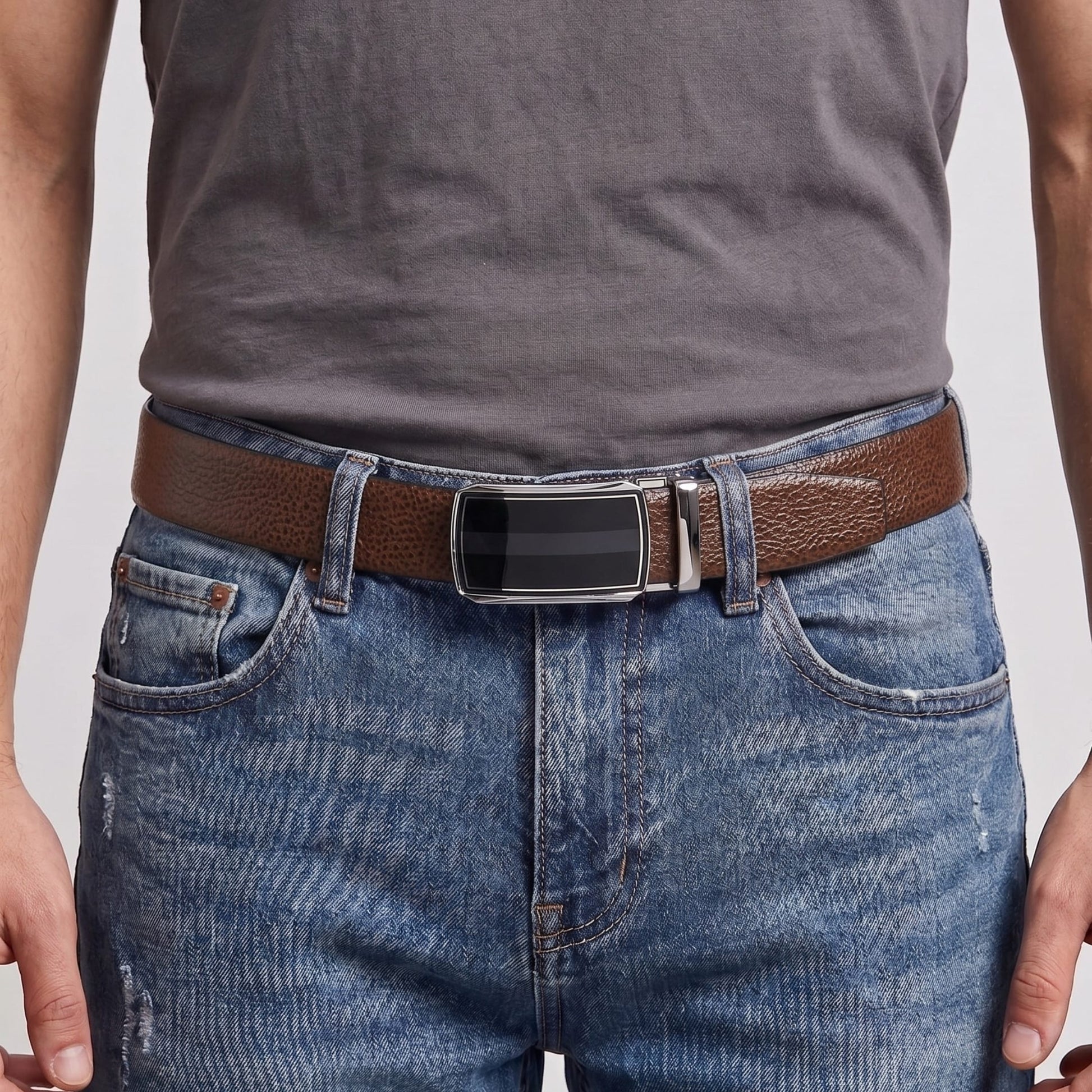 THE MEN THING Leather Belts Mens Genuine Leather Belt | 2 in 1 Reversible (Brown & Black) (1 Pc.) - LUXORIC - KLYNT