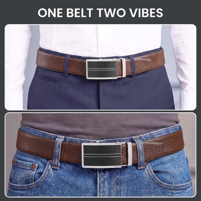 Mens Genuine Leather Belt | 2 in 1 Reversible (Brown & Black) (1 Pc.) - LUXORIC - KRONIQ — Leather Belts for Men | THE MEN THING
