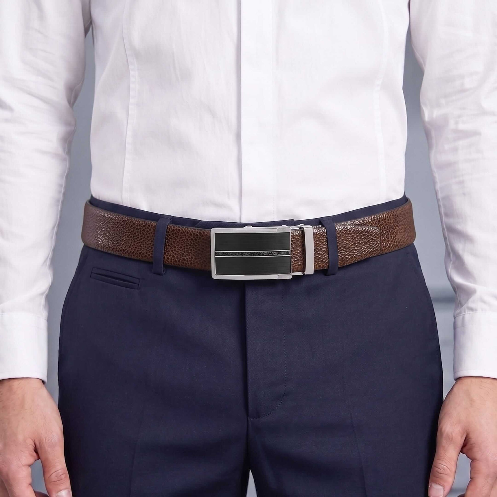 Mens Genuine Leather Belt | 2 in 1 Reversible (Brown & Black) (1 Pc.) - LUXORIC - KRONIQ — Leather Belts for Men | THE MEN THING