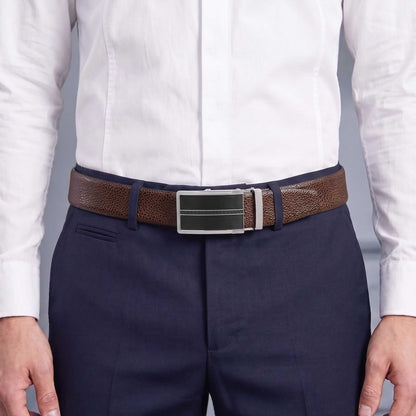 Mens Genuine Leather Belt | 2 in 1 Reversible (Brown & Black) (1 Pc.) - LUXORIC - KRONIQ — Leather Belts for Men | THE MEN THING