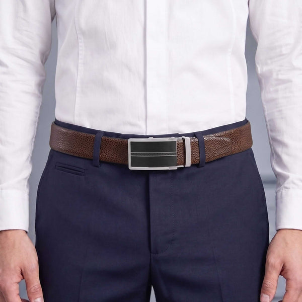 Mens Genuine Leather Belt | 2 in 1 Reversible (Brown & Black) (1 Pc.) - LUXORIC - KRONIQ
