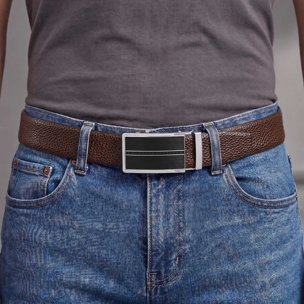 Mens Genuine Leather Belt | 2 in 1 Reversible (Brown & Black) (1 Pc.) - LUXORIC - KRONIQ