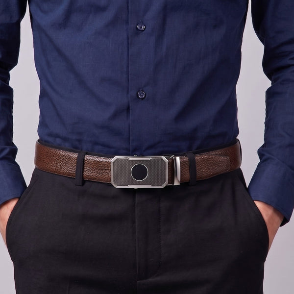 Mens Genuine Leather Belt | 2 in 1 Reversible (Brown & Black) (1 Pc.) - LUXORIC - MONTREX
