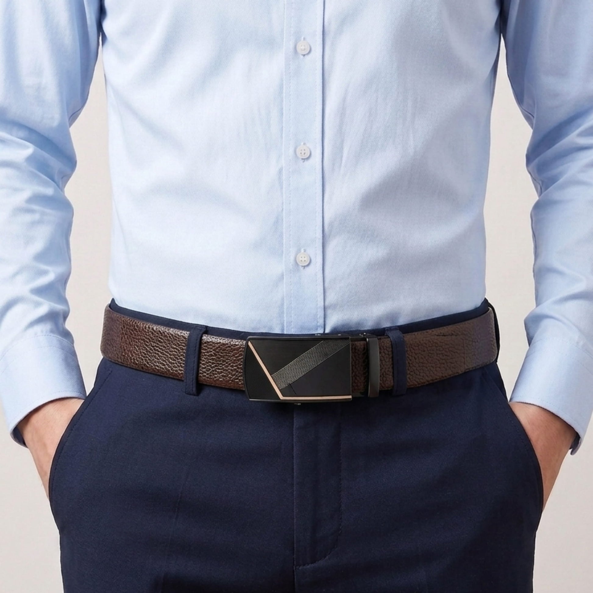THE MEN THING Leather Belts Mens Genuine Leather Belt | 2 in 1 Reversible (Brown & Black) (1 Pc.) - LUXORIC - NOCTIS