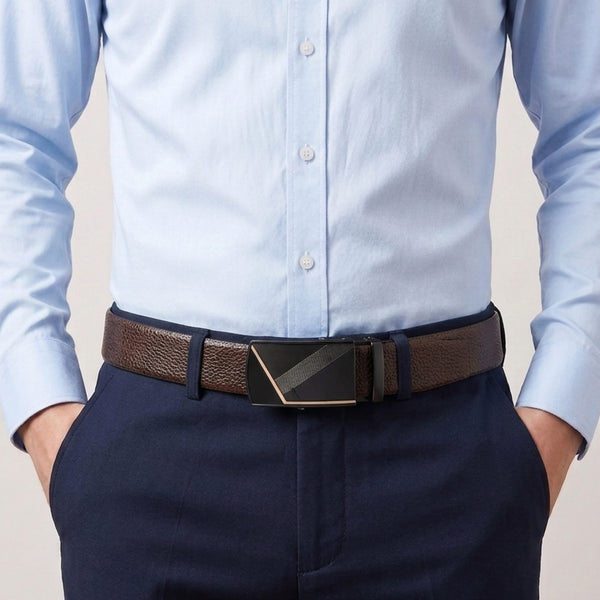 Mens Genuine Leather Belt | 2 in 1 Reversible (Brown & Black) (1 Pc.) - LUXORIC - NOCTIS