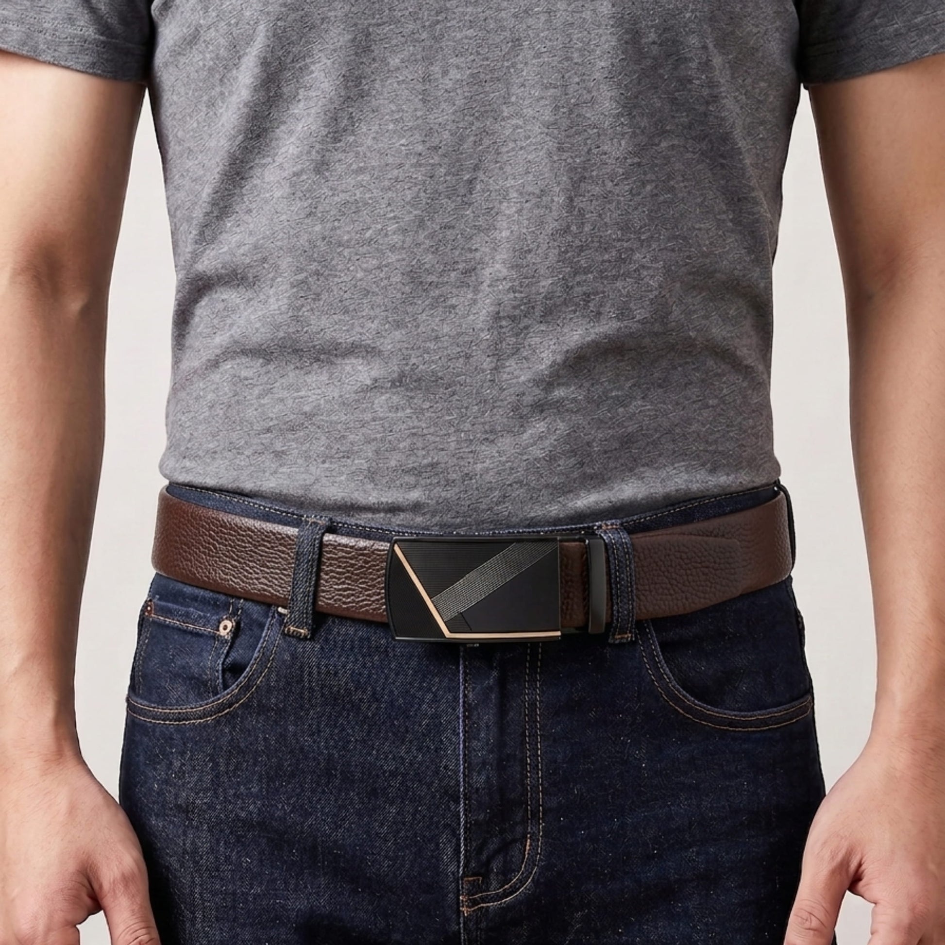 THE MEN THING Leather Belts Mens Genuine Leather Belt | 2 in 1 Reversible (Brown & Black) (1 Pc.) - LUXORIC - NOCTIS