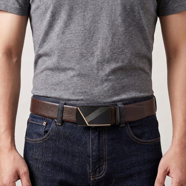 Mens Genuine Leather Belt | 2 in 1 Reversible (Brown & Black) (1 Pc.) - LUXORIC - NOCTIS