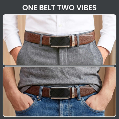 Mens Genuine Leather Belt | 2 in 1 Reversible (Brown & Black) (1 Pc.) - LUXORIC - ORLUX — Leather Belts for Men | THE MEN THING