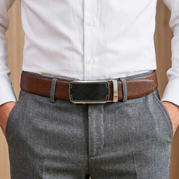 Mens Genuine Leather Belt | 2 in 1 Reversible (Brown & Black) (1 Pc.) - LUXORIC - ORLUX
