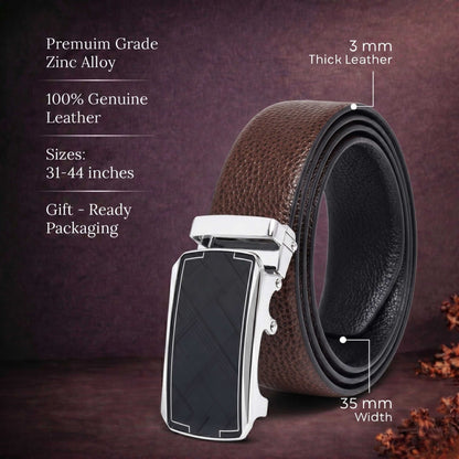 Mens Genuine Leather Belt | 2 in 1 Reversible (Brown & Black) (1 Pc.) - LUXORIC - ORLUX — Leather Belts for Men | THE MEN THING