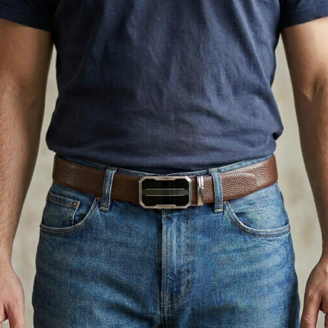 THE MEN THING Leather Belts Mens Genuine Leather Belt | 2 in 1 Reversible (Brown & Black) (1 Pc.) - LUXORIC-OVRIS