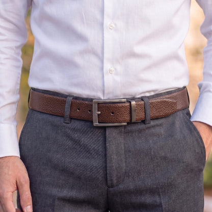 THE MEN THING Leather Belts Mens Genuine Leather Belt | 2 in 1 Reversible (Brown & Black) (1 Pc.) - LUXORIC -PIVOT