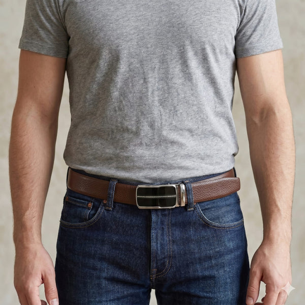 Mens Genuine Leather Belt | 2 in 1 Reversible (Brown & Black) (1 Pc.) - LUXORIC-ROYVIC