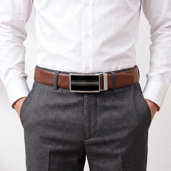 Mens Genuine Leather Belt | 2 in 1 Reversible (Brown & Black) (1 Pc.) - LUXORIC -TREVION