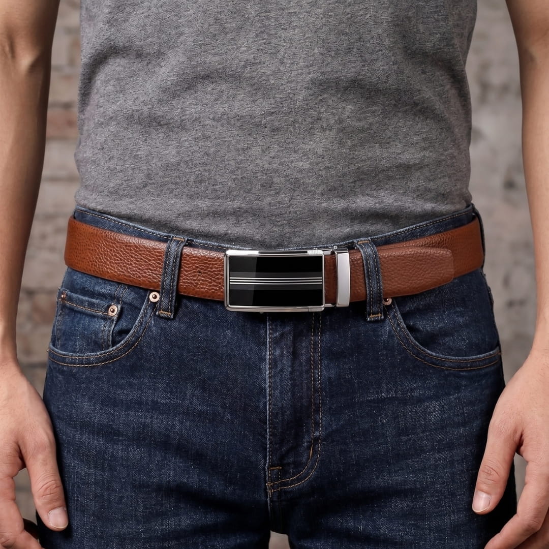 THE MEN THING Leather Belts Mens Genuine Leather Belt | 2 in 1 Reversible (Brown & Black) (1 Pc.) - LUXORIC -TREVION