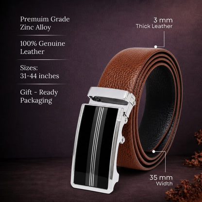 THE MEN THING Leather Belts Mens Genuine Leather Belt | 2 in 1 Reversible (Brown & Black) (1 Pc.) - LUXORIC -TREVION