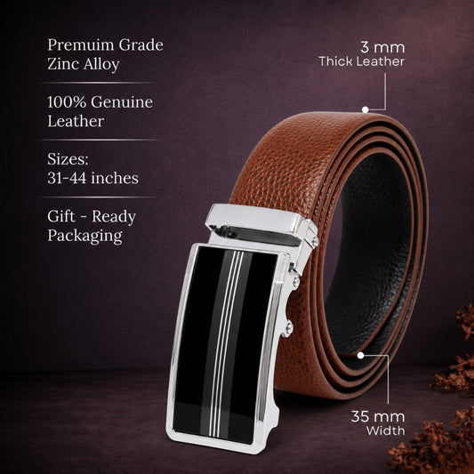 THE MEN THING Leather Belts Mens Genuine Leather Belt | 2 in 1 Reversible (Brown & Black) (1 Pc.) - LUXORIC -TREVION