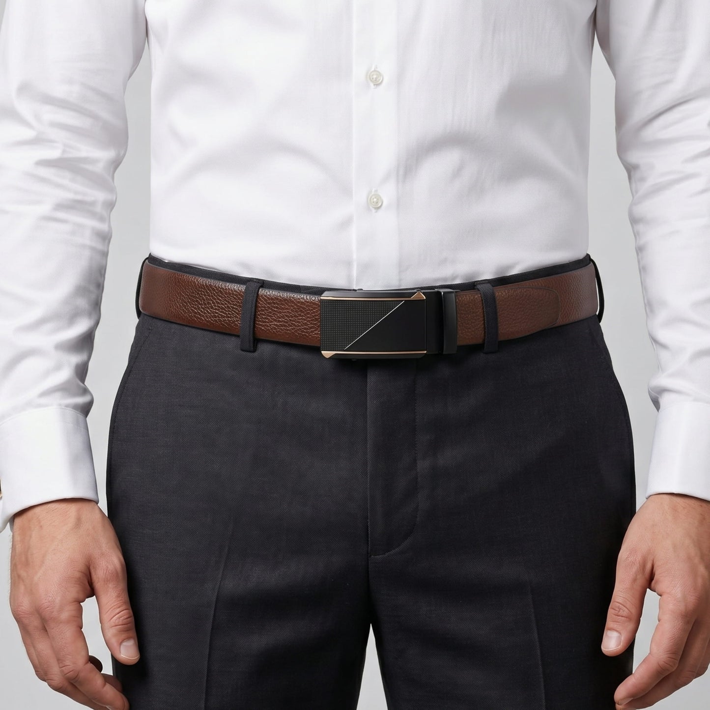 THE MEN THING Leather Belts Mens Genuine Leather Belt | 2 in 1 Reversible (Brown & Black) (1 Pc.) - LUXORIC -TRION