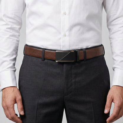 THE MEN THING Leather Belts Mens Genuine Leather Belt | 2 in 1 Reversible (Brown & Black) (1 Pc.) - LUXORIC -TRION