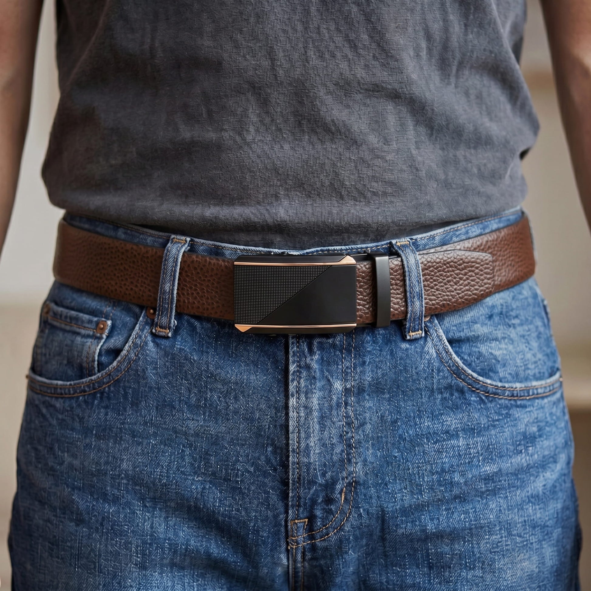 THE MEN THING Leather Belts Mens Genuine Leather Belt | 2 in 1 Reversible (Brown & Black) (1 Pc.) - LUXORIC -TRION