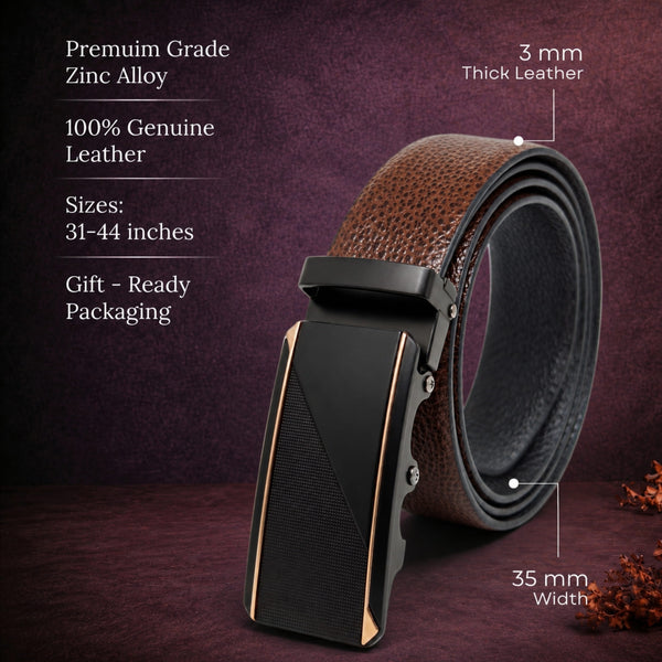 Mens Genuine Leather Belt | 2 in 1 Reversible (Brown & Black) (1 Pc.) - LUXORIC -TRION