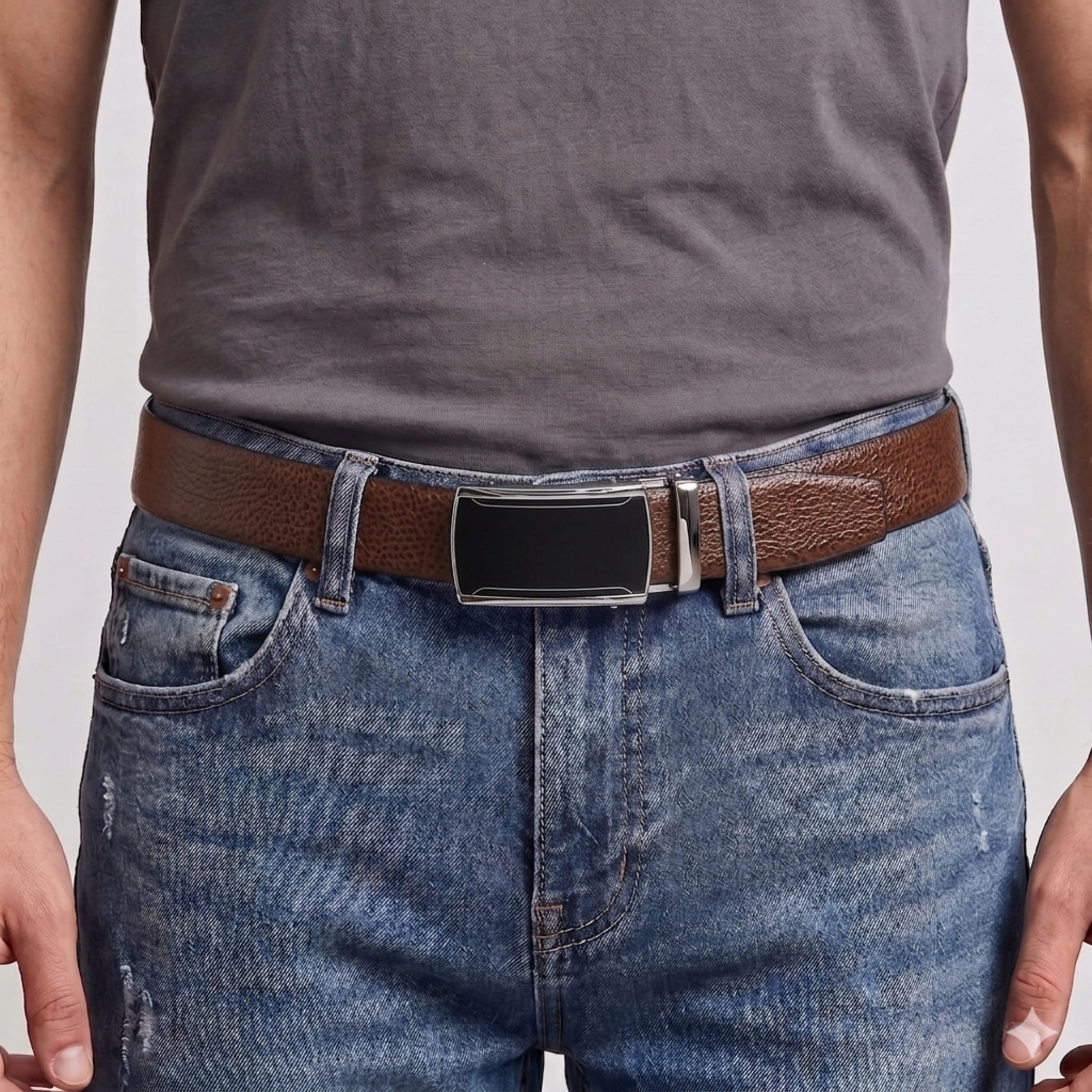 THE MEN THING Leather Belts Mens Genuine Leather Belt | 2 in 1 Reversible (Brown & Black) (1 Pc.) - LUXORIC - VELMIR