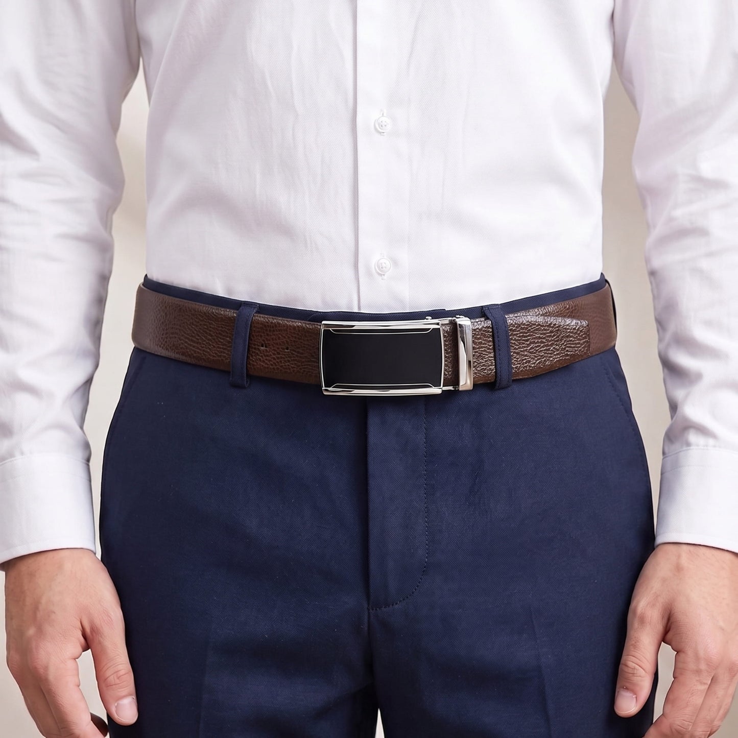 THE MEN THING Leather Belts Mens Genuine Leather Belt | 2 in 1 Reversible (Brown & Black) (1 Pc.) - LUXORIC - VELMIR