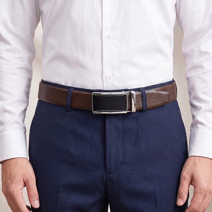 THE MEN THING Leather Belts Mens Genuine Leather Belt | 2 in 1 Reversible (Brown & Black) (1 Pc.) - LUXORIC - VELMIR