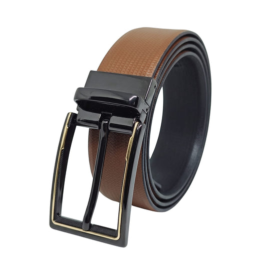 THE MEN THING Leather Belts Mens Genuine Leather Belt | 2 in 1 Reversible (Brown & Black) (1 Pc.) - MICRONOIR