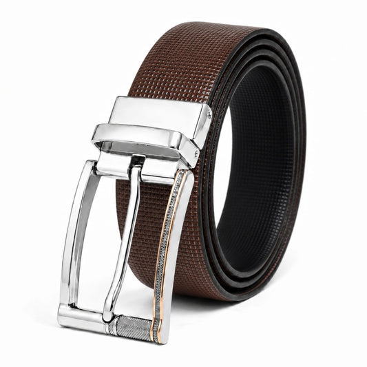 THE MEN THING Leather Belts Mens Genuine Leather Belt | 2 in 1 Reversible (Brown & Black) (1 Pc.) - NEXVIOR