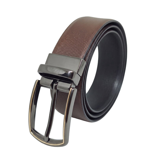 THE MEN THING Leather Belts Mens Genuine Leather Belt | 2 in 1 Reversible (Brown & Black) (1 Pc.) - NEXVIOR