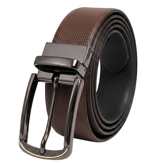THE MEN THING Leather Belts Mens Genuine Leather Belt | 2 in 1 Reversible (Brown & Black) (1 Pc.) - NEXVIOR