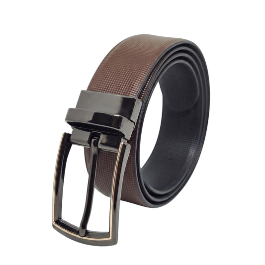 THE MEN THING Leather Belts Mens Genuine Leather Belt | 2 in 1 Reversible (Brown & Black) (1 Pc.) - NEXVIOR