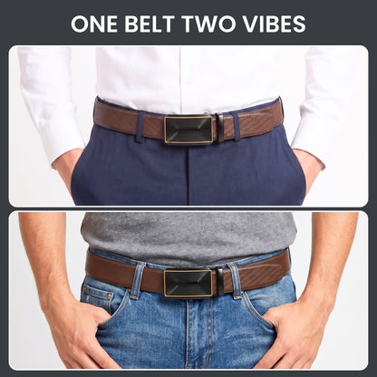 THE MEN THING Leather Belts Mens Genuine Leather Belt | 2 in 1 Reversible (Brown & Black) (1 Pc.) - NEXVIOR