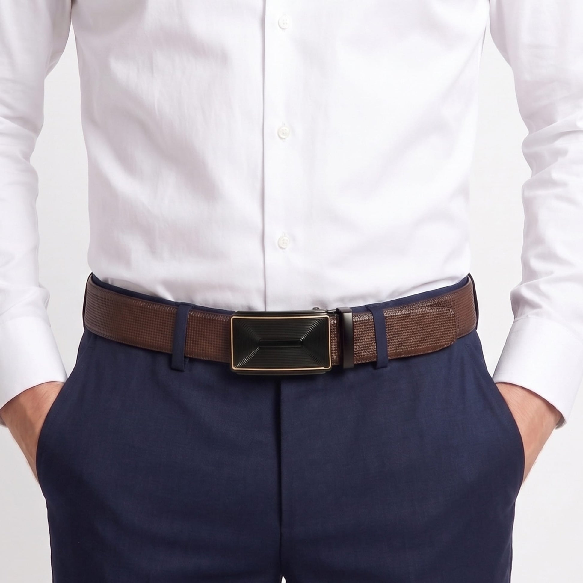 THE MEN THING Leather Belts Mens Genuine Leather Belt | 2 in 1 Reversible (Brown & Black) (1 Pc.) - NEXVIOR