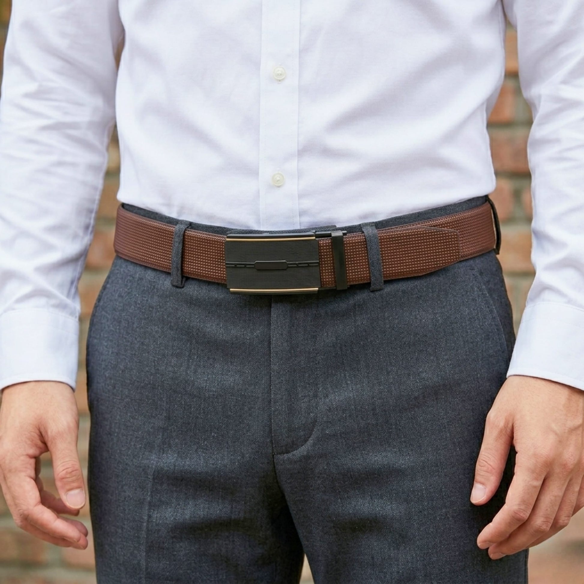 THE MEN THING Leather Belts Mens Genuine Leather Belt | 2 in 1 Reversible (Brown & Black) (1 Pc.) - NEXVIOR