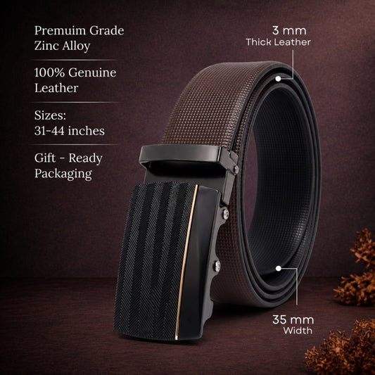 THE MEN THING Leather Belts Mens Genuine Leather Belt | 2 in 1 Reversible (Brown & Black) (1 Pc.) - NEXVIOR