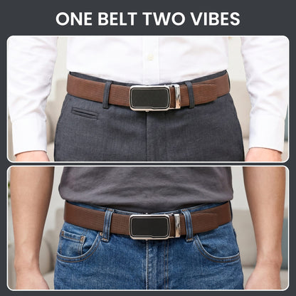 THE MEN THING Leather Belts Mens Genuine Leather Belt | 2 in 1 Reversible (Brown & Black) (1 Pc.) - NEXVIOR