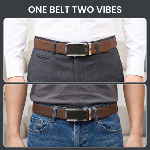 Mens Genuine Leather Belt | 2 in 1 Reversible (Brown & Black) (1 Pc.) - NEXVIOR