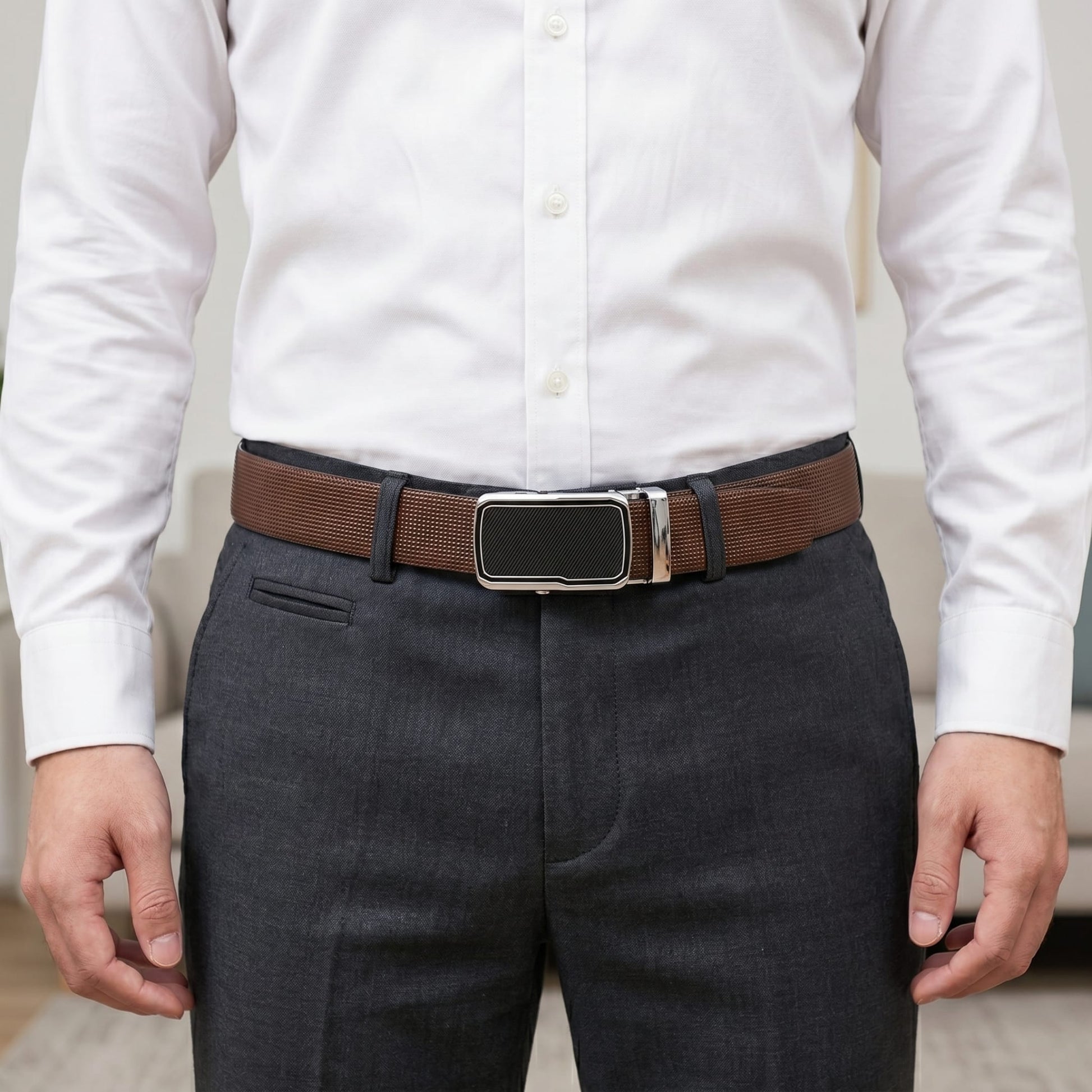 THE MEN THING Leather Belts Mens Genuine Leather Belt | 2 in 1 Reversible (Brown & Black) (1 Pc.) - NEXVIOR