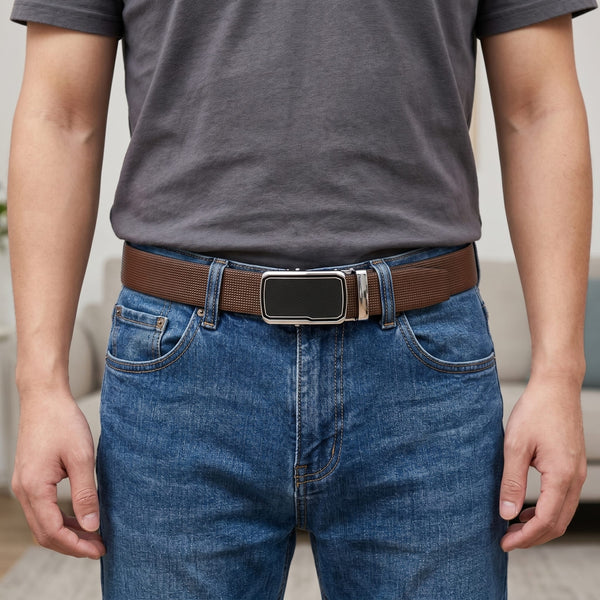 Mens Genuine Leather Belt | 2 in 1 Reversible (Brown & Black) (1 Pc.) - NEXVIOR