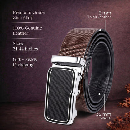 THE MEN THING Leather Belts Mens Genuine Leather Belt | 2 in 1 Reversible (Brown & Black) (1 Pc.) - NEXVIOR