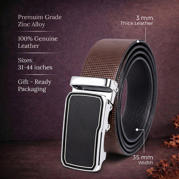 Mens Genuine Leather Belt | 2 in 1 Reversible (Brown & Black) (1 Pc.) - NEXVIOR
