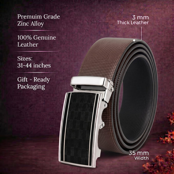 Mens Genuine Leather Belt | 2 in 1 Reversible (Brown & Black) (1 Pc.) - NEXVIOR-ARKON