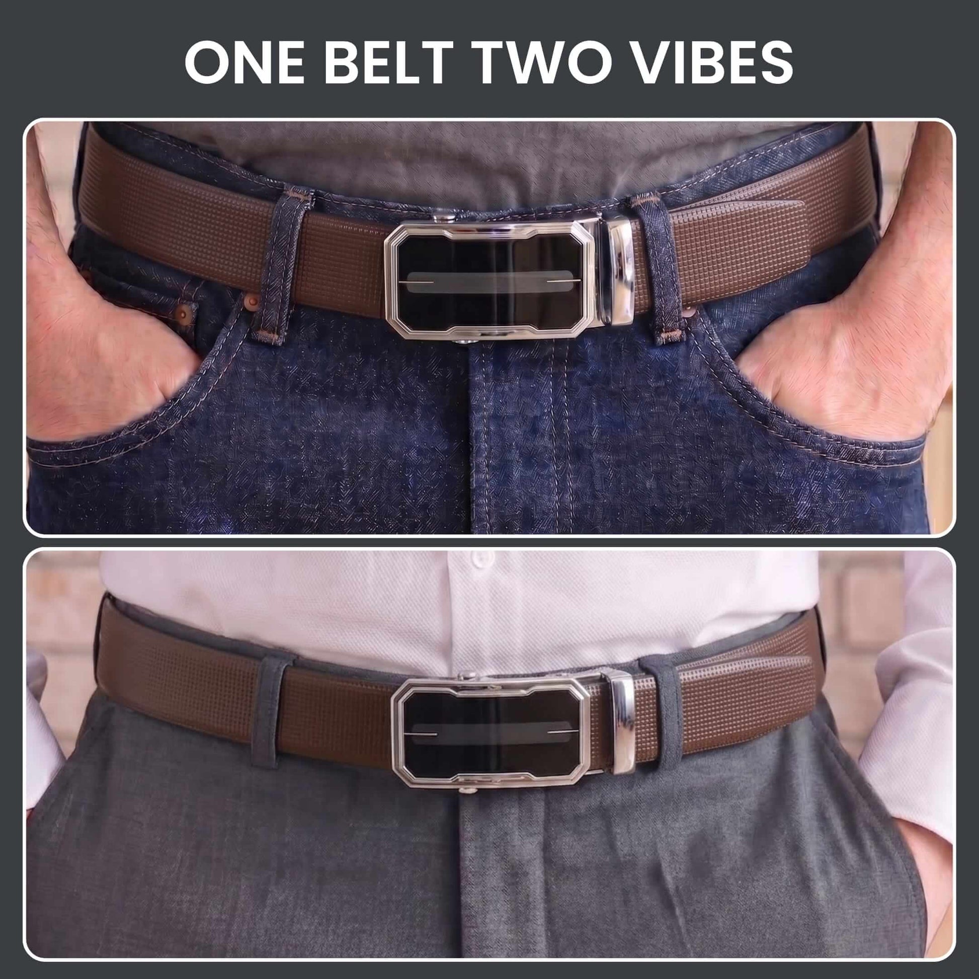 Mens Genuine Leather Belt | 2 in 1 Reversible (Brown & Black) (1 Pc.) - NEXVIOR - AVENZO — Leather Belts for Men | THE MEN THING