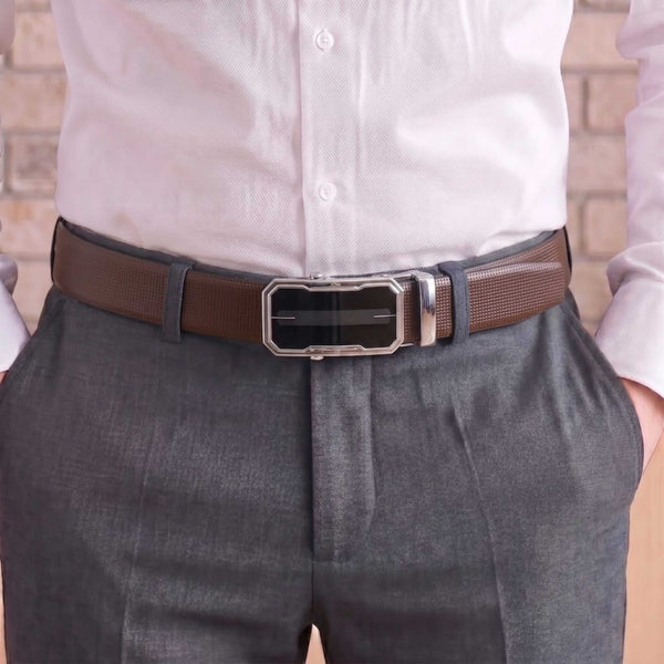 Mens Genuine Leather Belt | 2 in 1 Reversible (Brown & Black) (1 Pc.) - NEXVIOR - AVENZO