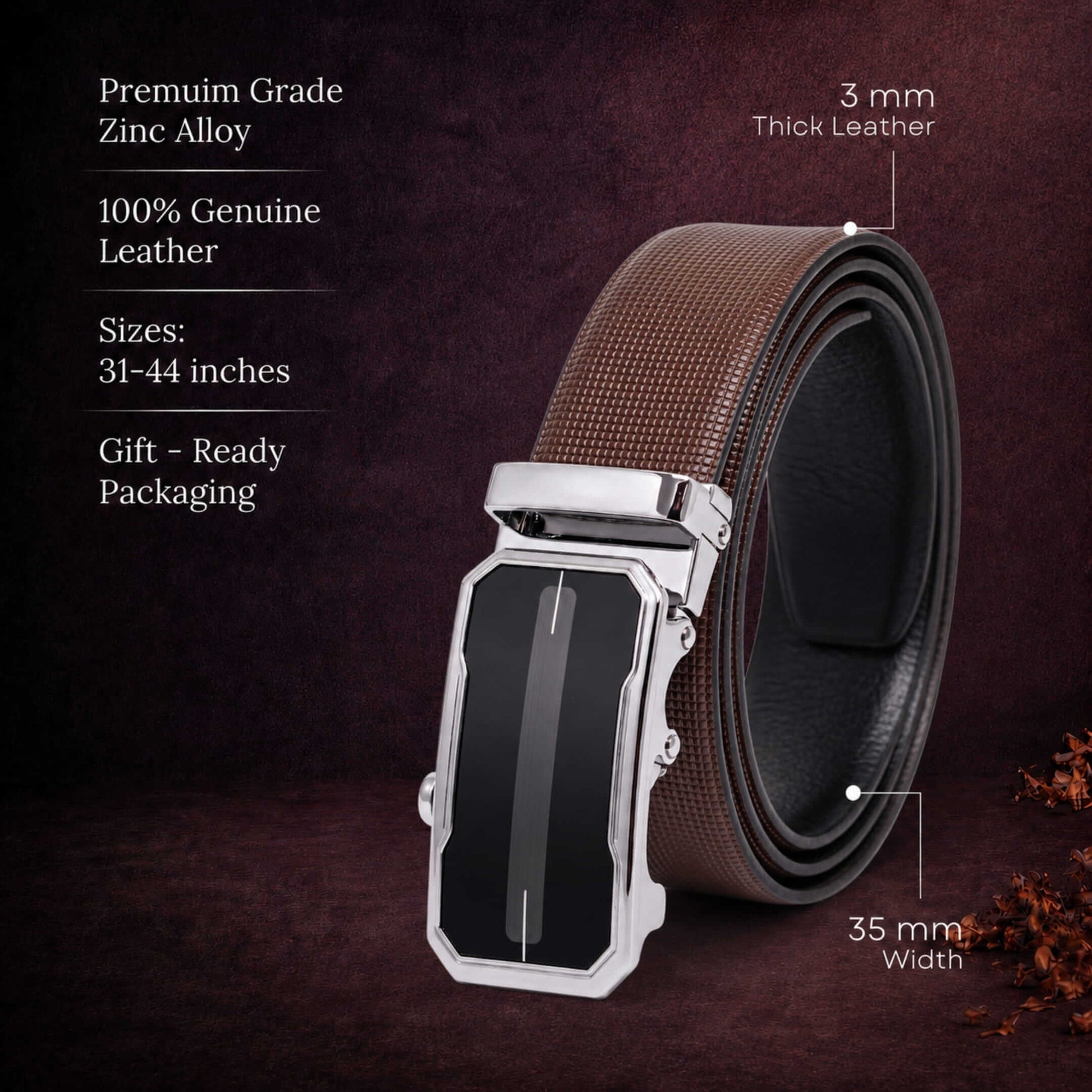 Mens Genuine Leather Belt | 2 in 1 Reversible (Brown & Black) (1 Pc.) - NEXVIOR - AVENZO — Leather Belts for Men | THE MEN THING