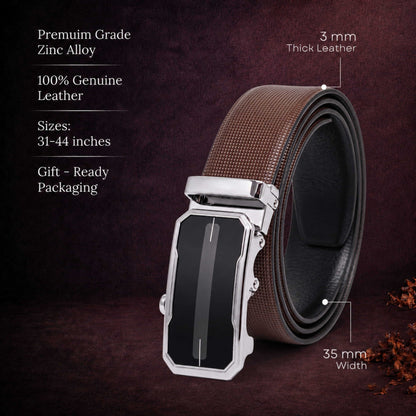 Mens Genuine Leather Belt | 2 in 1 Reversible (Brown & Black) (1 Pc.) - NEXVIOR - AVENZO — Leather Belts for Men | THE MEN THING
